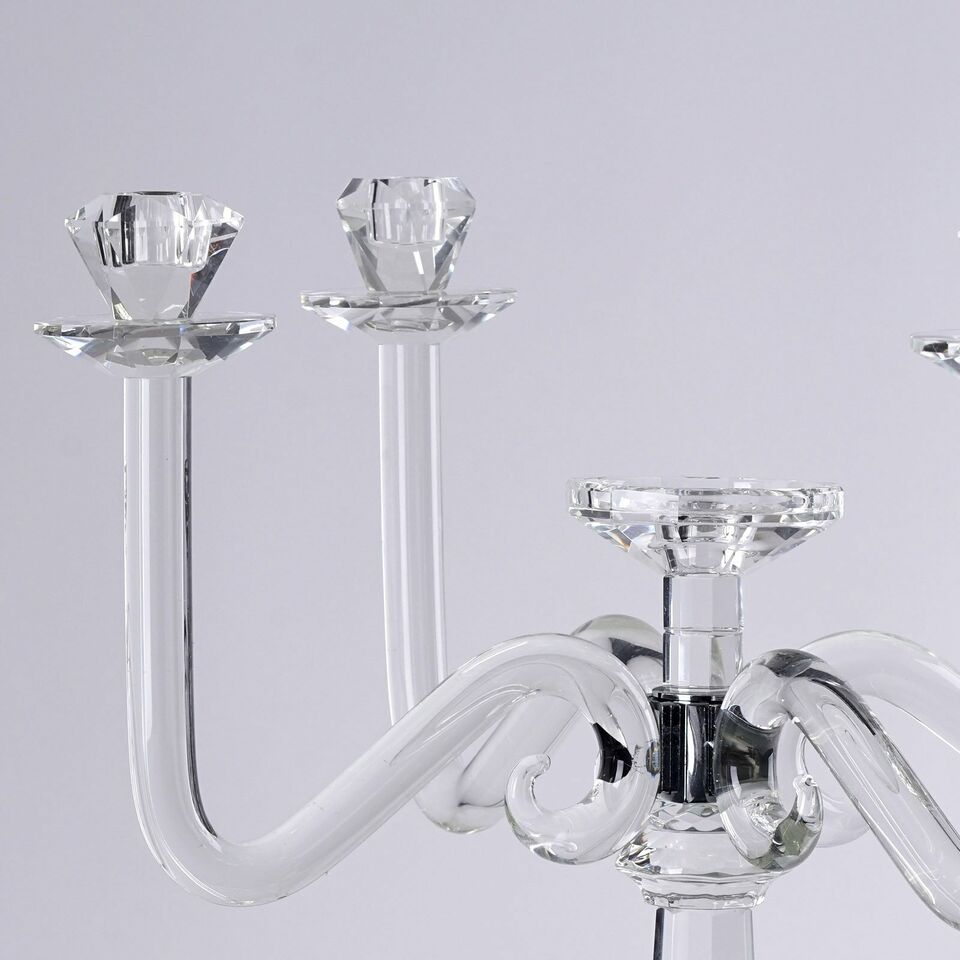 27-Inch Clear 4 Arm Crystal Glass CANDELABRA CANDLE HOLDER