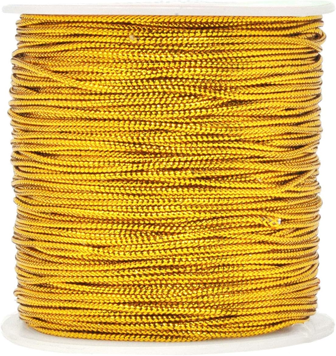 1mm Spool Gold Metallic Cord Tinsel String Jewelry Braided Thread, Total Length 109 Yards/ 328 Feet (Gold)