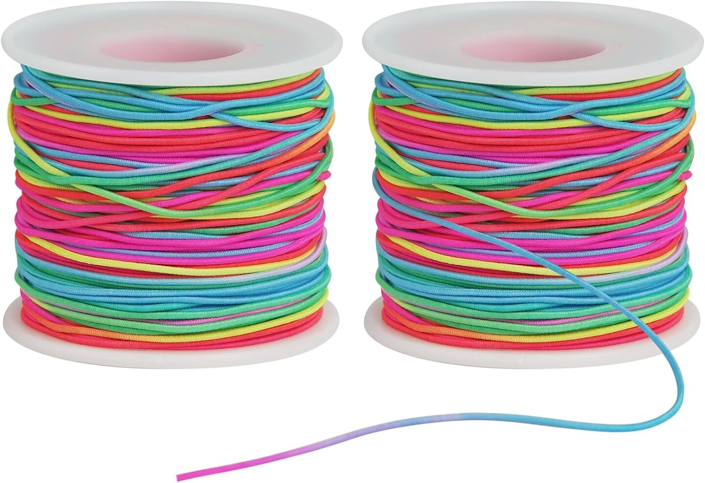 Bracelet String Elastic Cord - 2 Rolls 1MM Stretchy String for Bracelet Making, Rainbow Elastic Bracelets String Thread for Clay Beads, Bracelets, Jewelry Making, Necklaces, Sewing and Crafts