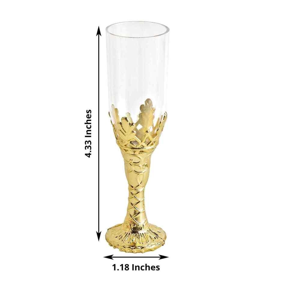 12 Clear Gold 4 in Mini Champagne Flutes