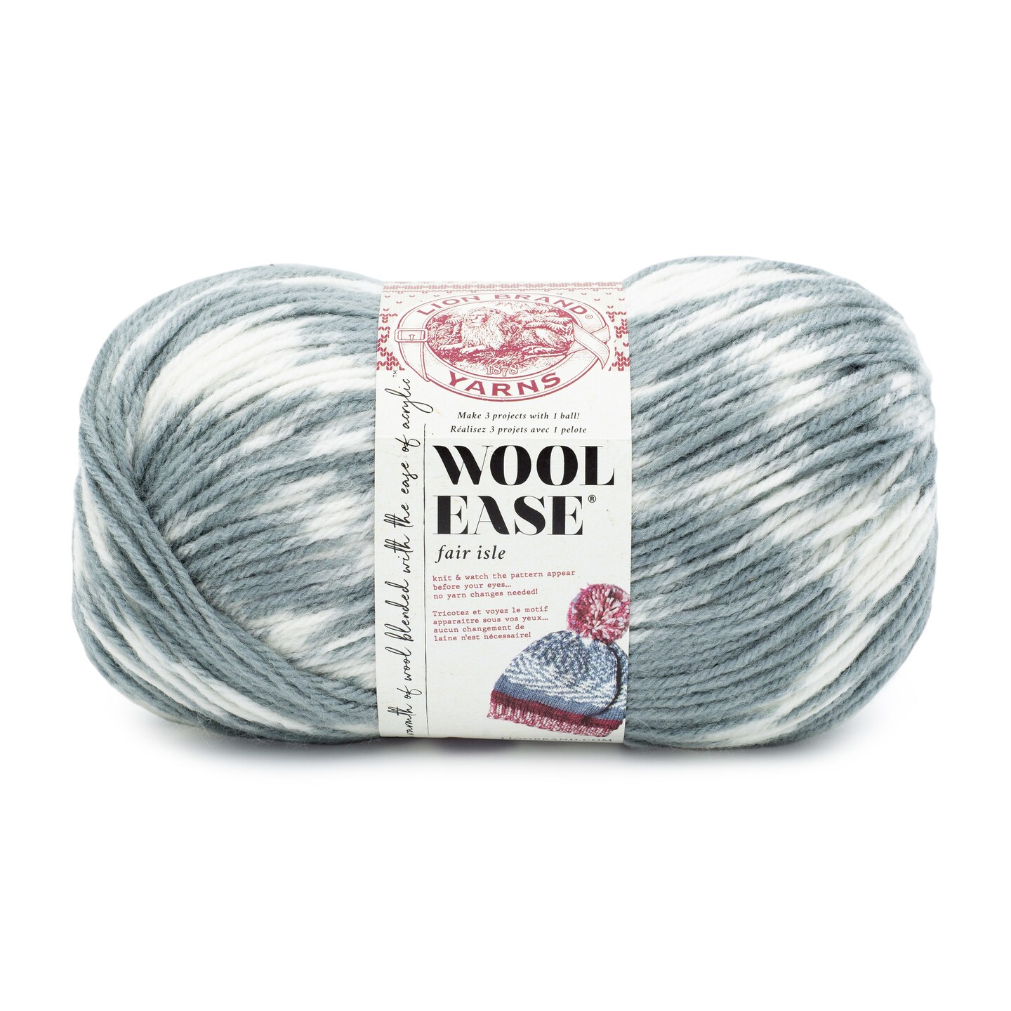 Lion Brand Wool-Ease Fair Isle Yarn-Thaw/Medium Grey