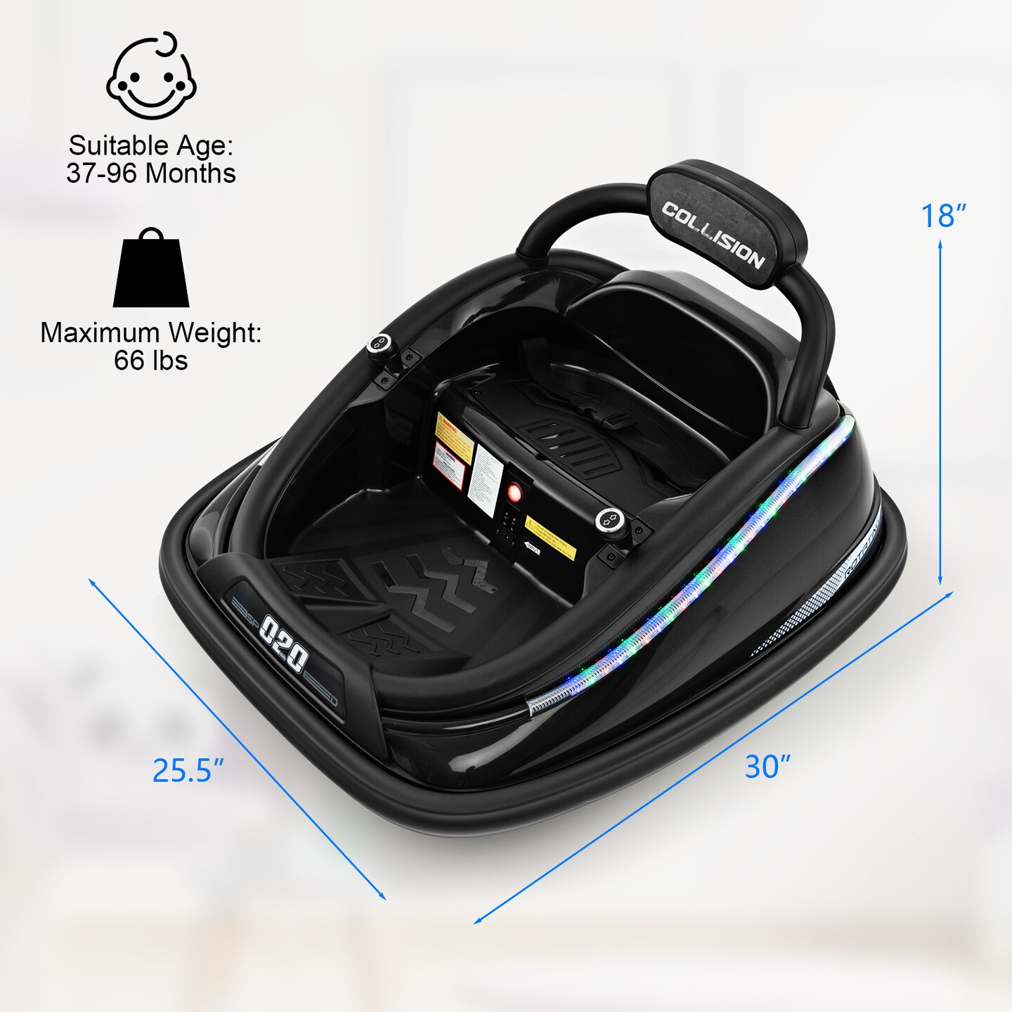 12v Kids Bumper Car Ride On Toy With Remote Control And 360 Degree Spin Rotation