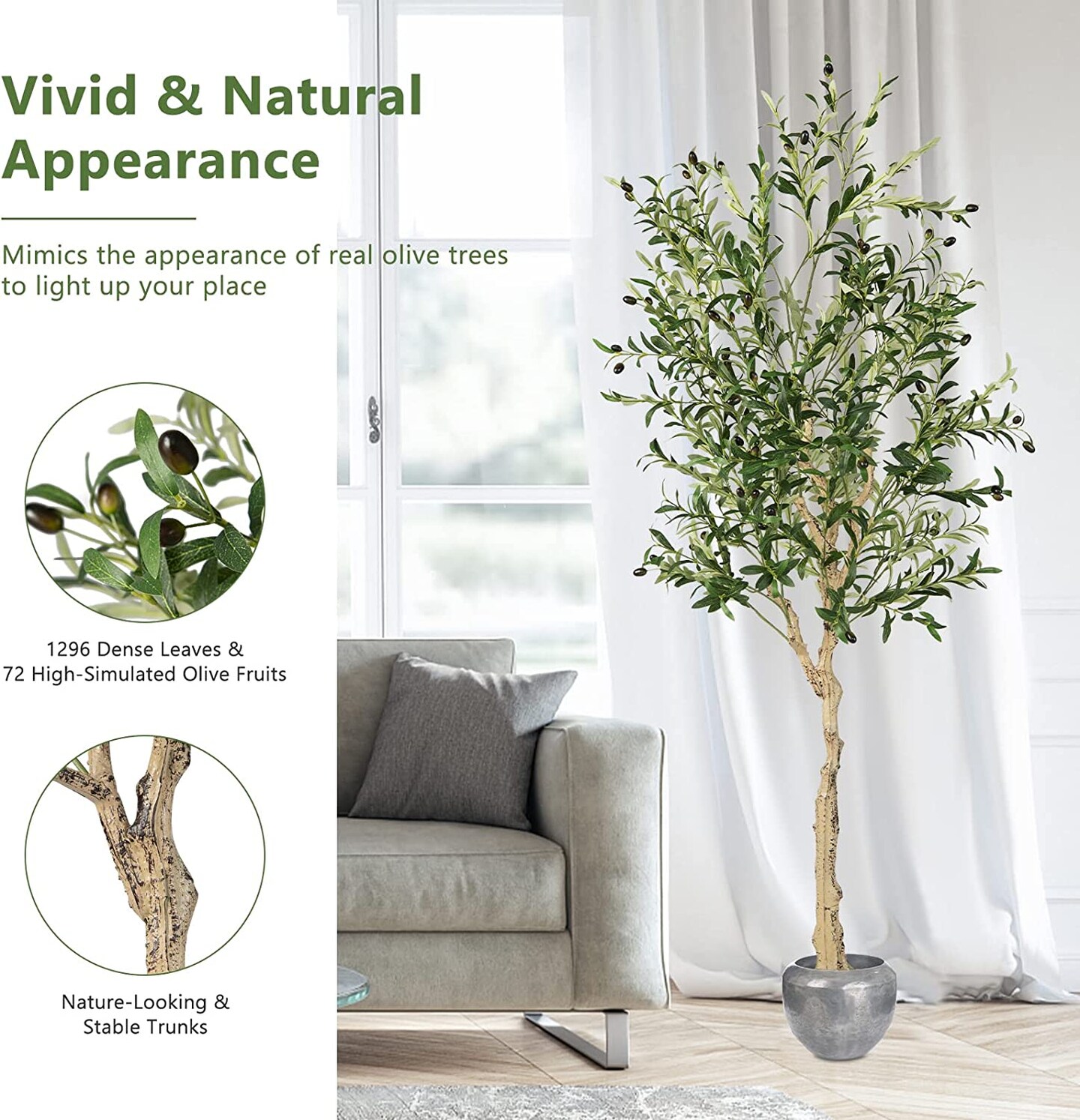 6 Feet Artificial Olive Tree in Cement Pot Perfect Indoor Decoration