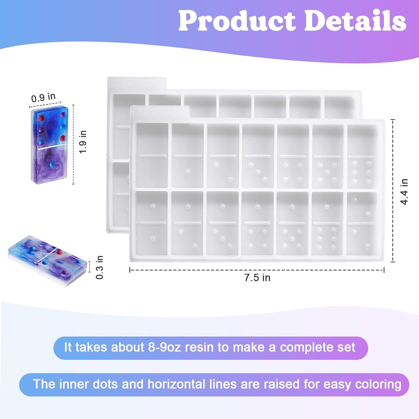 Resin Molds, Double 6 Domino Epoxy Mold Standard Size, Glossy Molds for Resin Casting, Silicone Molds for Epoxy Resin, UV Resin,Shiny &#x26; No Scratches &#x26; Durable