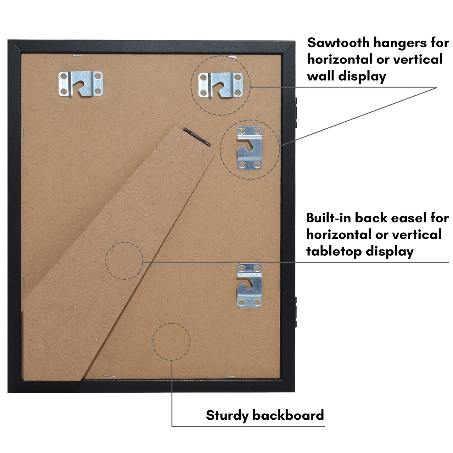 Americanflat 8.5x11 Front Loading Kids Art Frame - Kids Artwork Frame - Elastic Strap to Secure Artwork - Shatter Resistant Glass - Hanging Hardware - Includes Easel