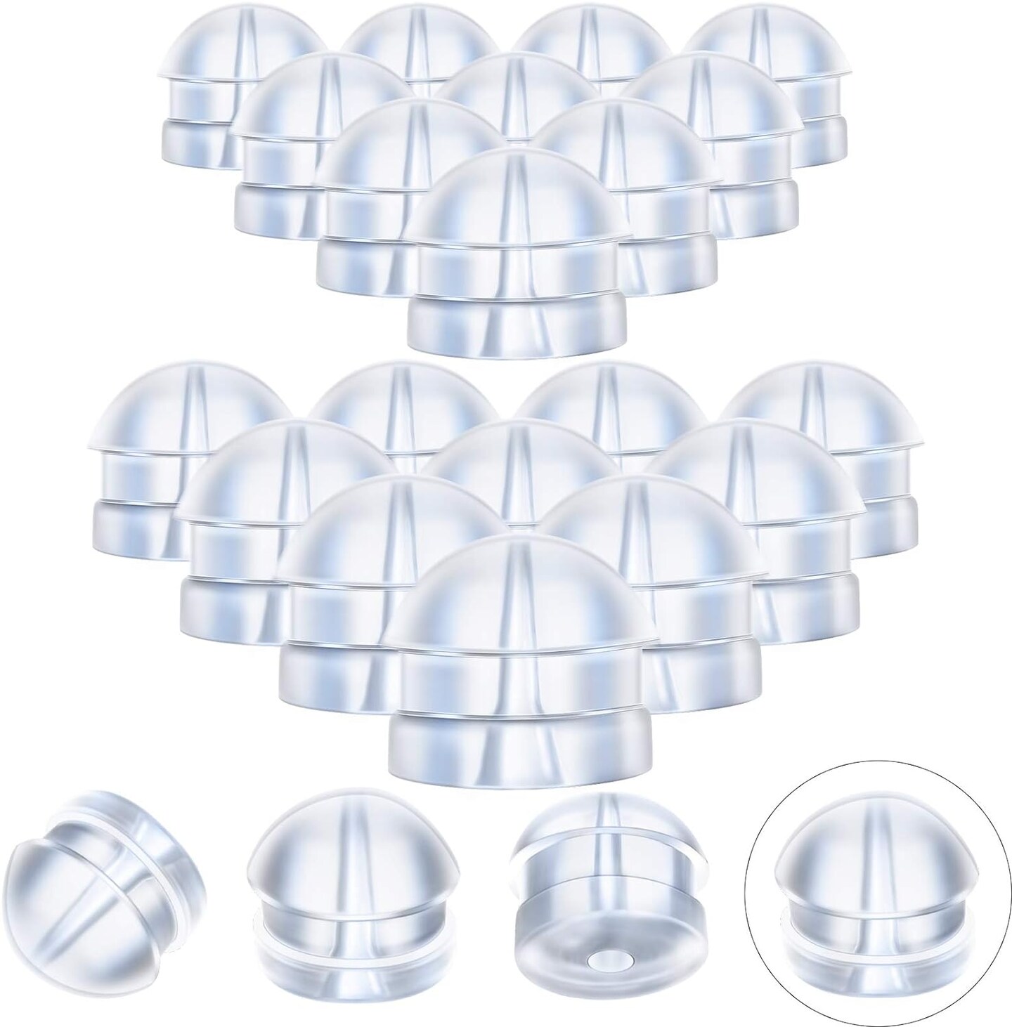 100 Pieces Clear Earring Backs Hamburger Shaped Earring Safety Backs Secure Locking Earring Backs Silicone Earring Backs Stopper for Jewelry Accessories Supplies, 2 Sizes