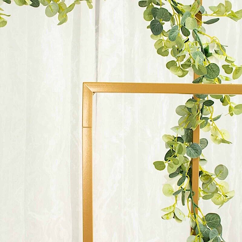 4 Gold Metal Floral Display Frame Rectangular Backdrop STAND Arch