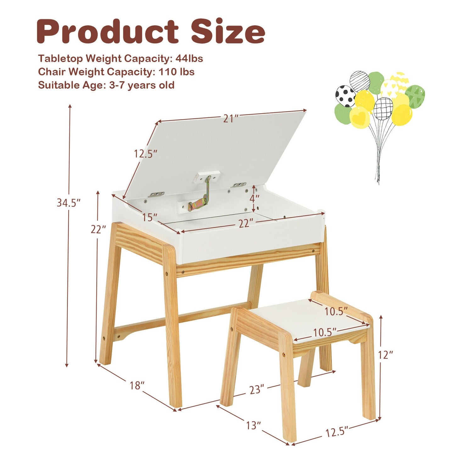 Children Activity Art Study Desk And Chair Set With Large Storage Space For Kids Homeschooling
