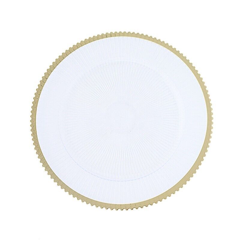 24 CLEAR GOLD 13&#x22; CHARGER PLATES Round Starburst Trim
