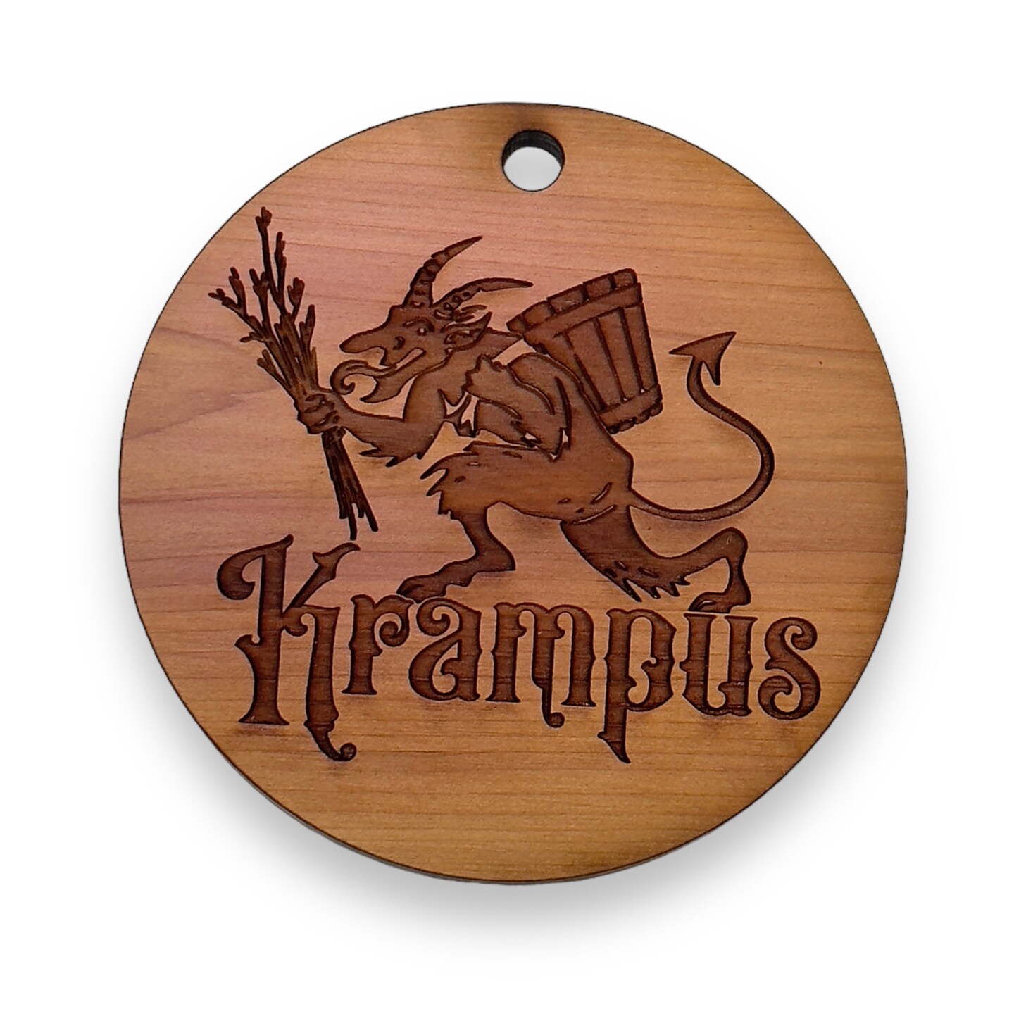 Krampus - Raw Cedar Ornament 3x3in Krampus - Raw Cedar Ornament 3x3in