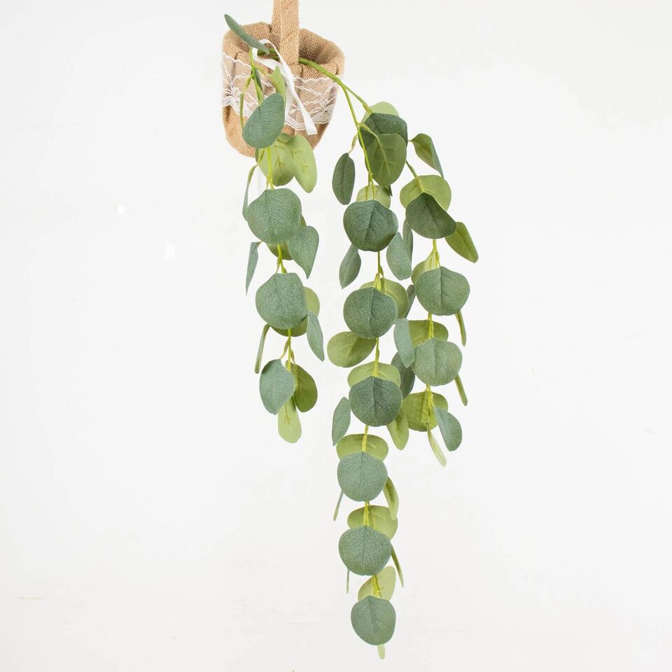 3 Green 41 in Silk Eucalyptus Leaves Hanging Artificial PLANT STEMS