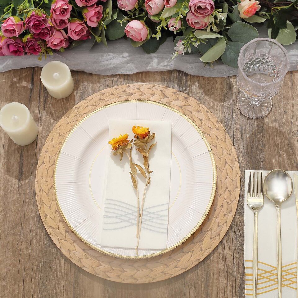 NATURAL 6 Round 13&#x22; Disposable Paper CHARGER PLATES