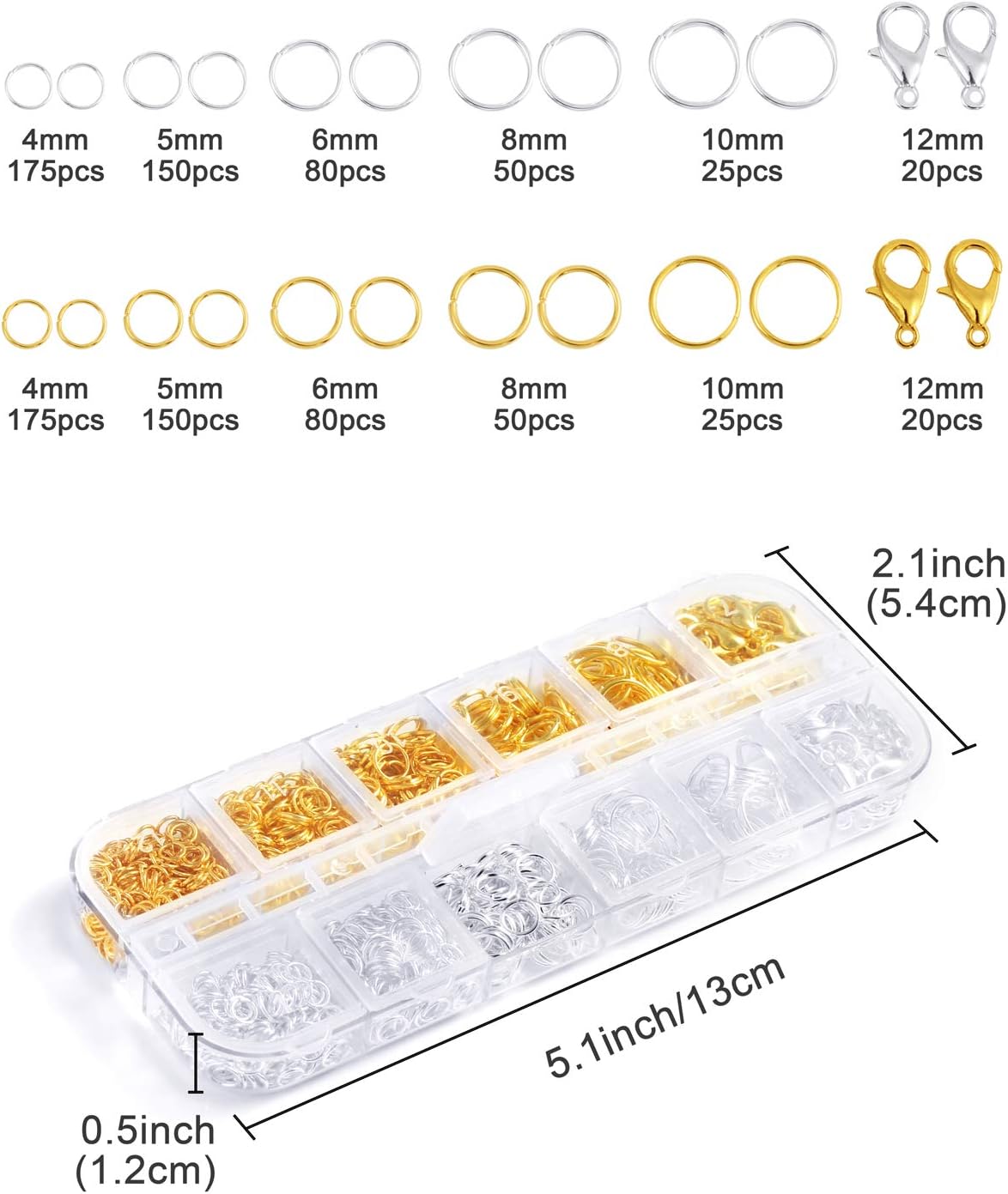 65 Feet Jewelry Chains Necklace Chains 2 mm Jewelry Making Chains with 960 Pieces Jump Rings 40 Pieces Lobster Clasps Jewelry Making Tools (Gold, Silver Total in 65 Feet)