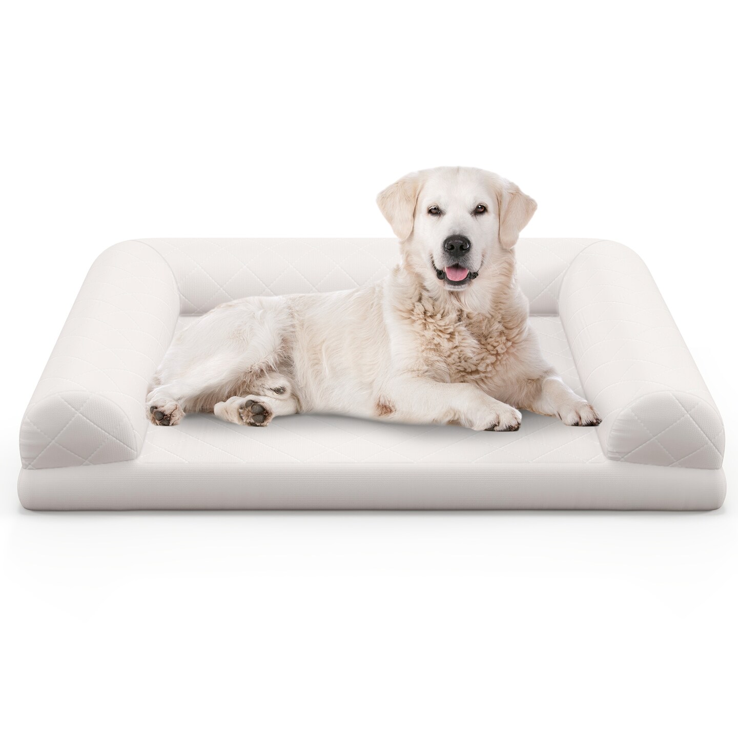 Egg-Foam Dog Crate Bed with 3-Side Bolster and Removable Washable Bed Cover