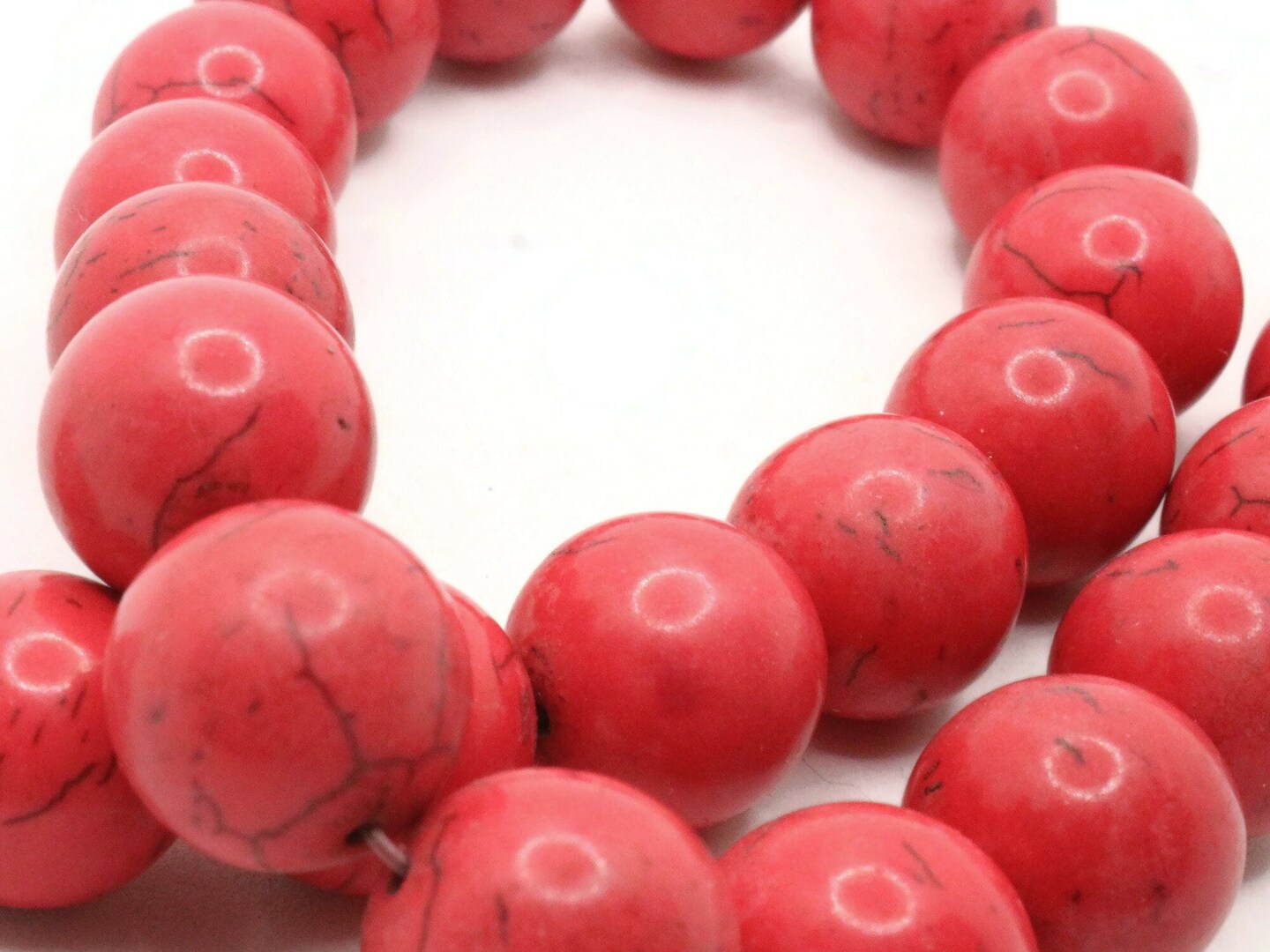 27 15mm Round Dyed Red Synthetic Turquoise Gemstone Beads