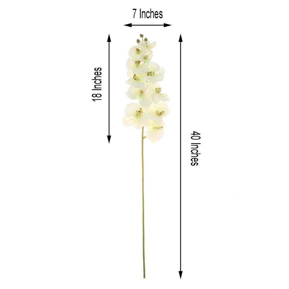 2 IVORY 40&#x22; tall Faux Silk Orchid Flowers Sprays Stems