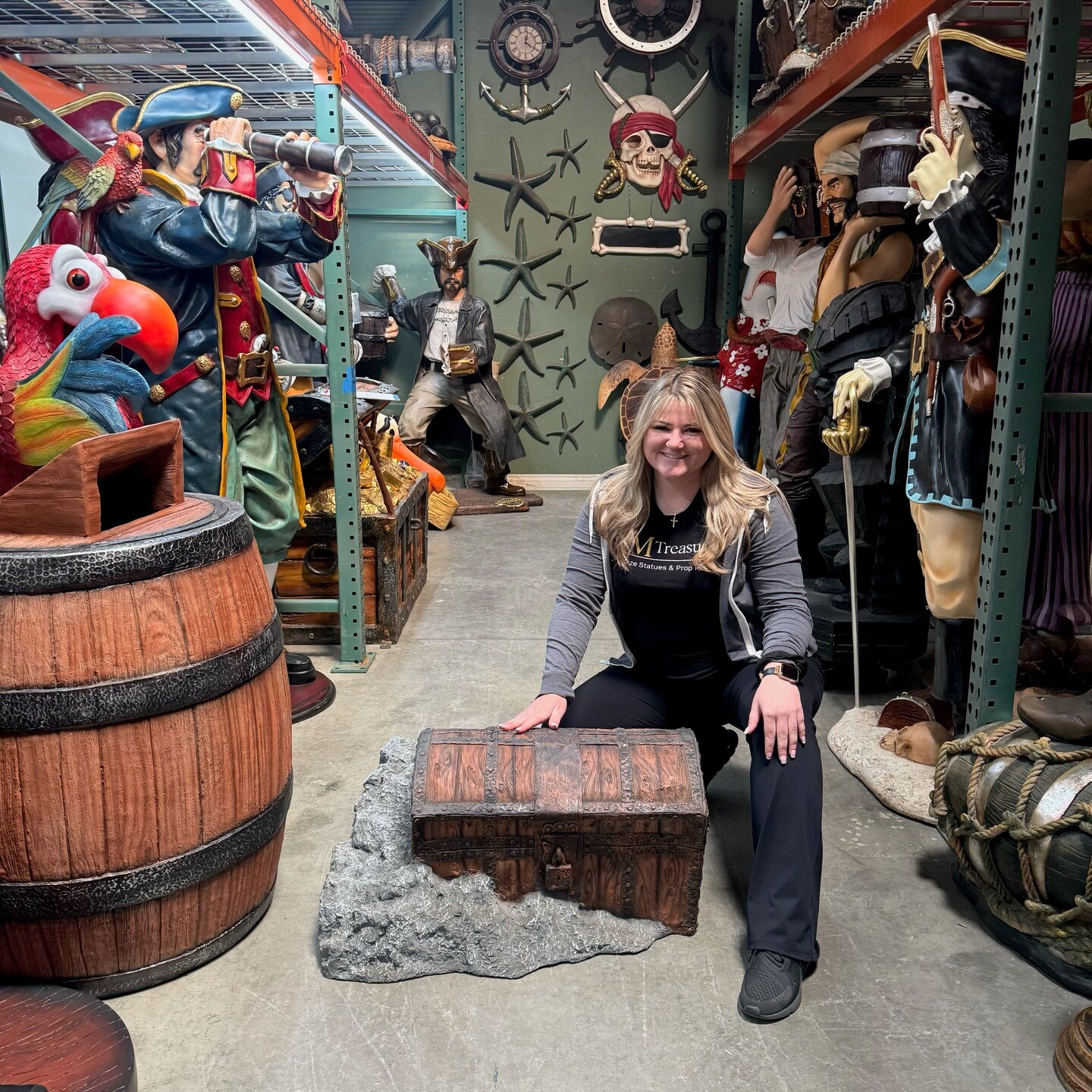 Old Treasure Chest Life Size Statue