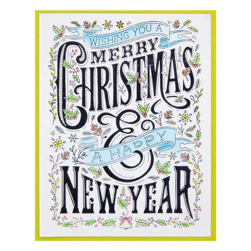 Spellbinders Merry Christmas &#x26; Happy New Year Press Plate from the BetterPress Christmas Collection