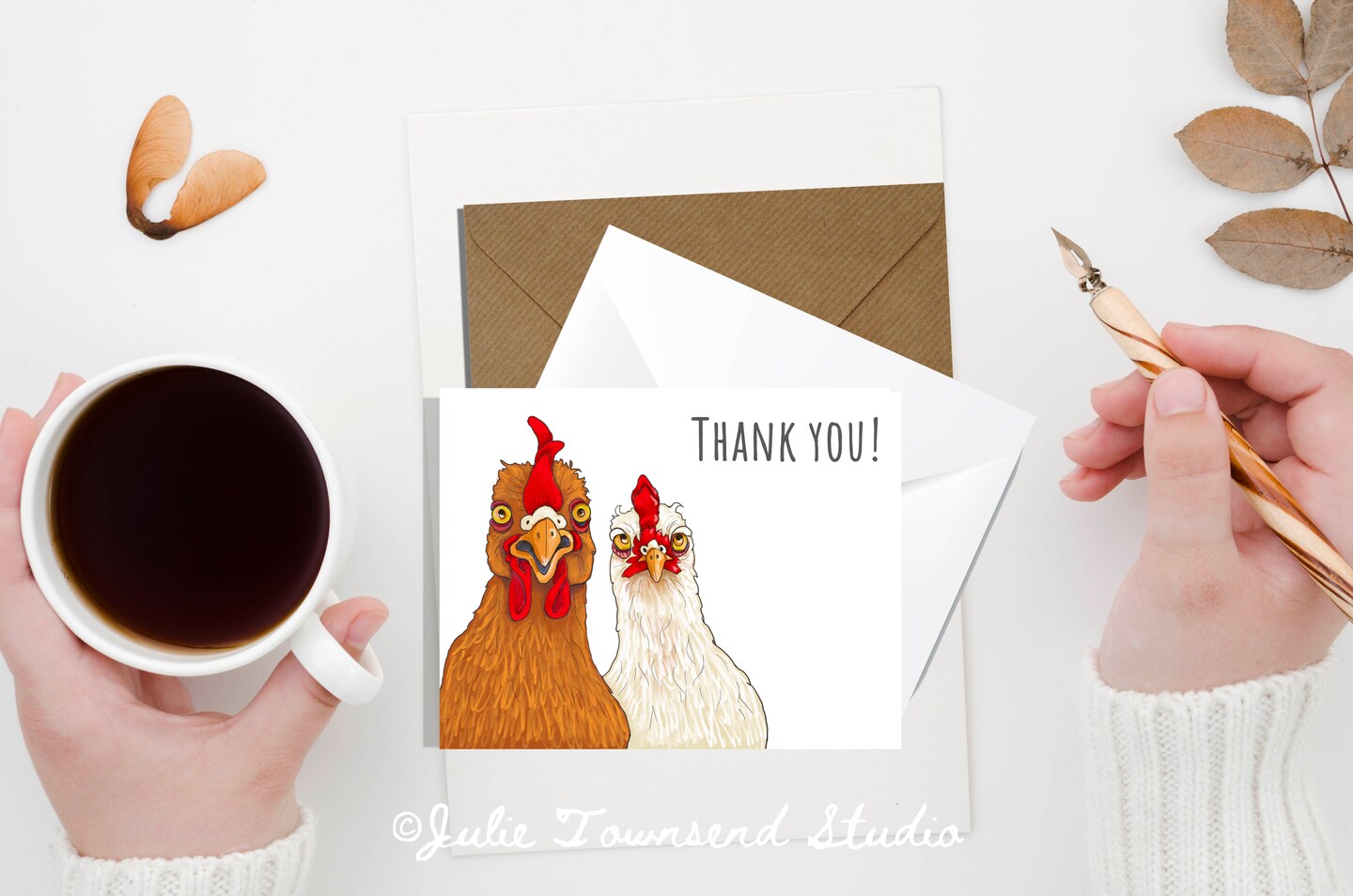 A2 CARD SET - Silly Chickens Thank You - Discover Farmhouse Whimsy