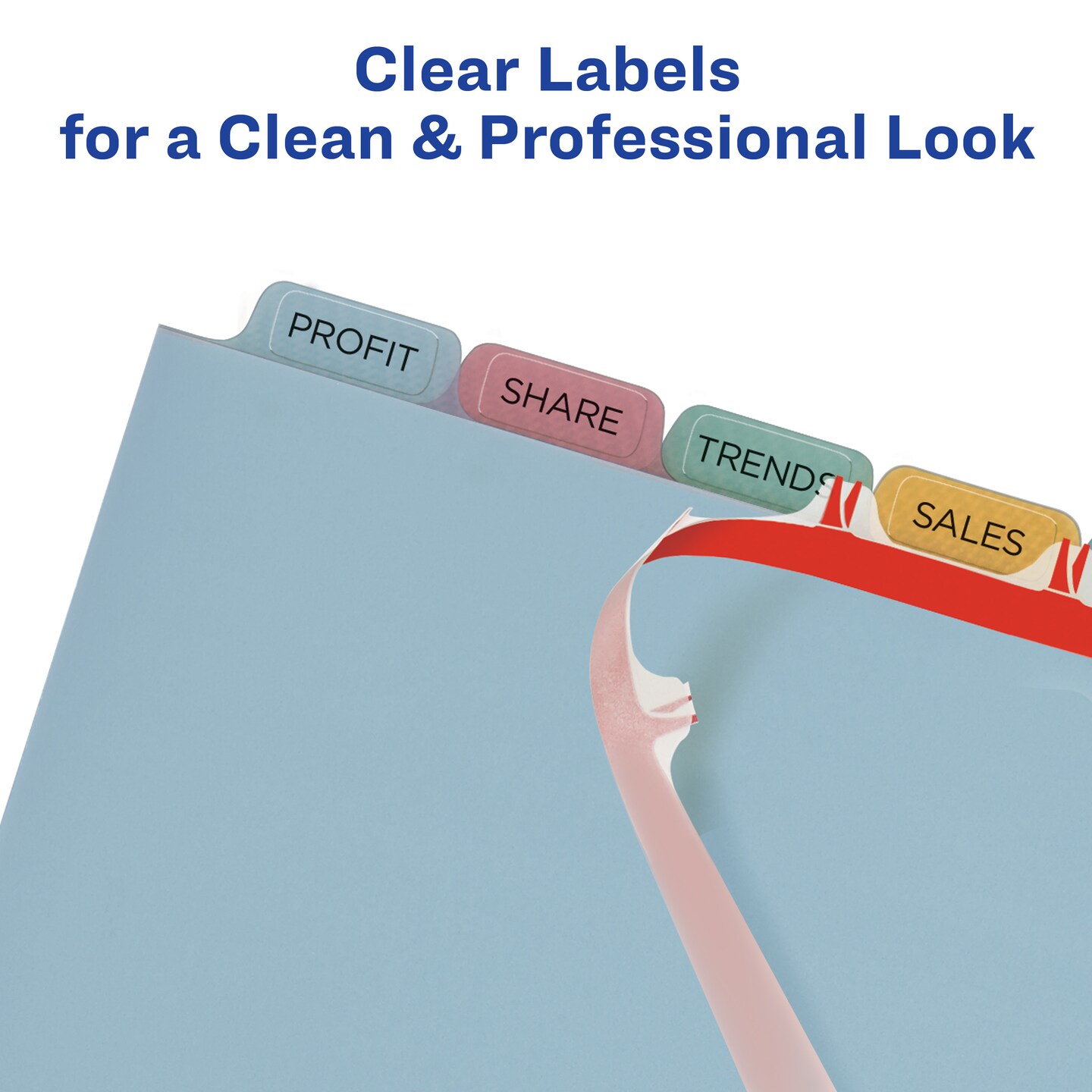 Avery 8 Tab Plastic Dividers for 3 Ring Binder, Easy Print & Apply Clear Label Strip, Index Maker Customizable Multicolor Tabs, 5 Sets (11433)