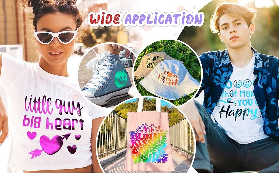 PrintFOIL Metallic Foil Heat Transfer Rainbow Light Iron On 12" X 25ft for HTV Vinyl for DIY Tshirt,Bags,Garments