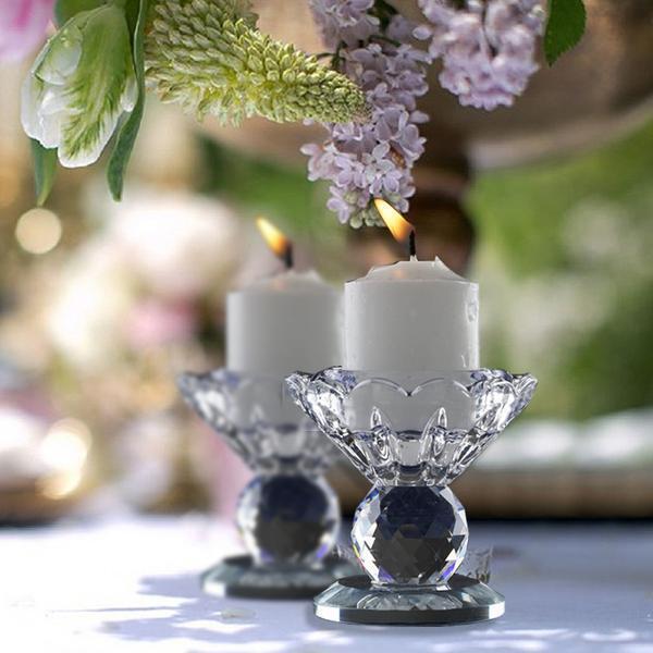 6 pcs Clear Crystal Candle Holders 2.5&#x22; tall Candlesticks