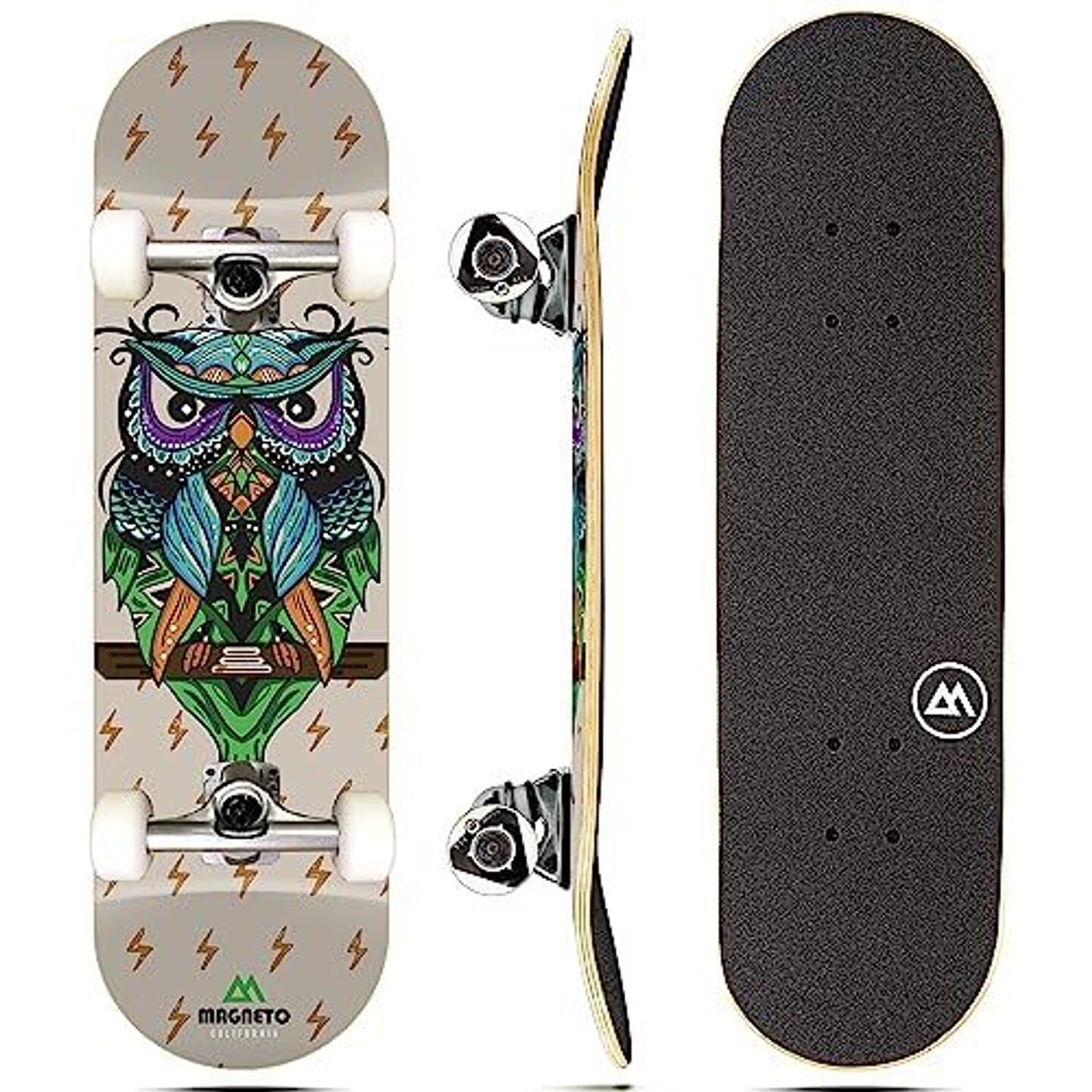 Magneto Complete Skateboard | Maple Wood | ABEC 5 Bearings | Double Kick Concave Deck |Skateboard Cruiser Skateboard | Skateboards for Beginners, Teens &#x26; Adults (Free Stickers Included)