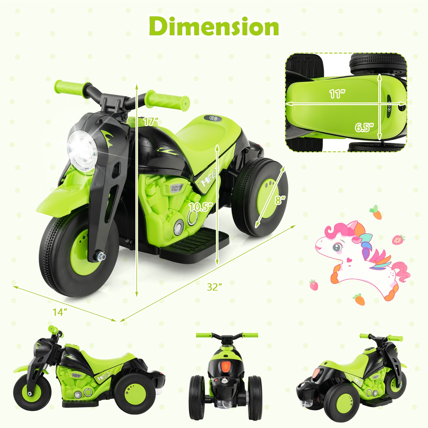 6v Kids Electric Ride On Motorcycle With Bubble Maker And Music