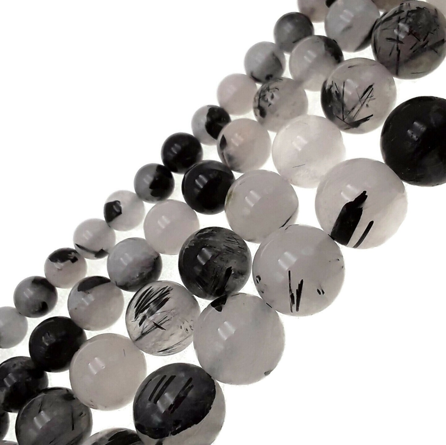 Kitcheniva Natural Rutilated Quartz Gemstone Round Loose Beads 15&#x27;&#x27;