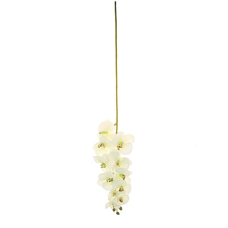 2 IVORY 40&#x22; tall Faux Silk Orchid Flowers Sprays Stems