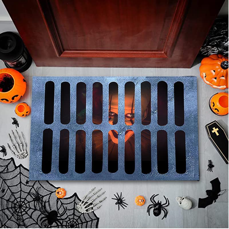 2024 3D Illusion Clown Door Mat Horror Clown Rug Decorations Indoor and Outdoor Welcome Doormat Scary Non-Skid Carpet for Bedroom Oversized Bath Mat (Clown A, 31.5 * 19.7inch)