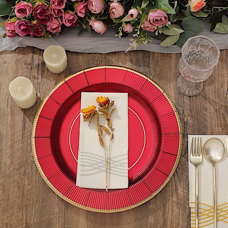 BURGUNDY 25 Round 13&#x22; PAPER CHARGER PLATES
