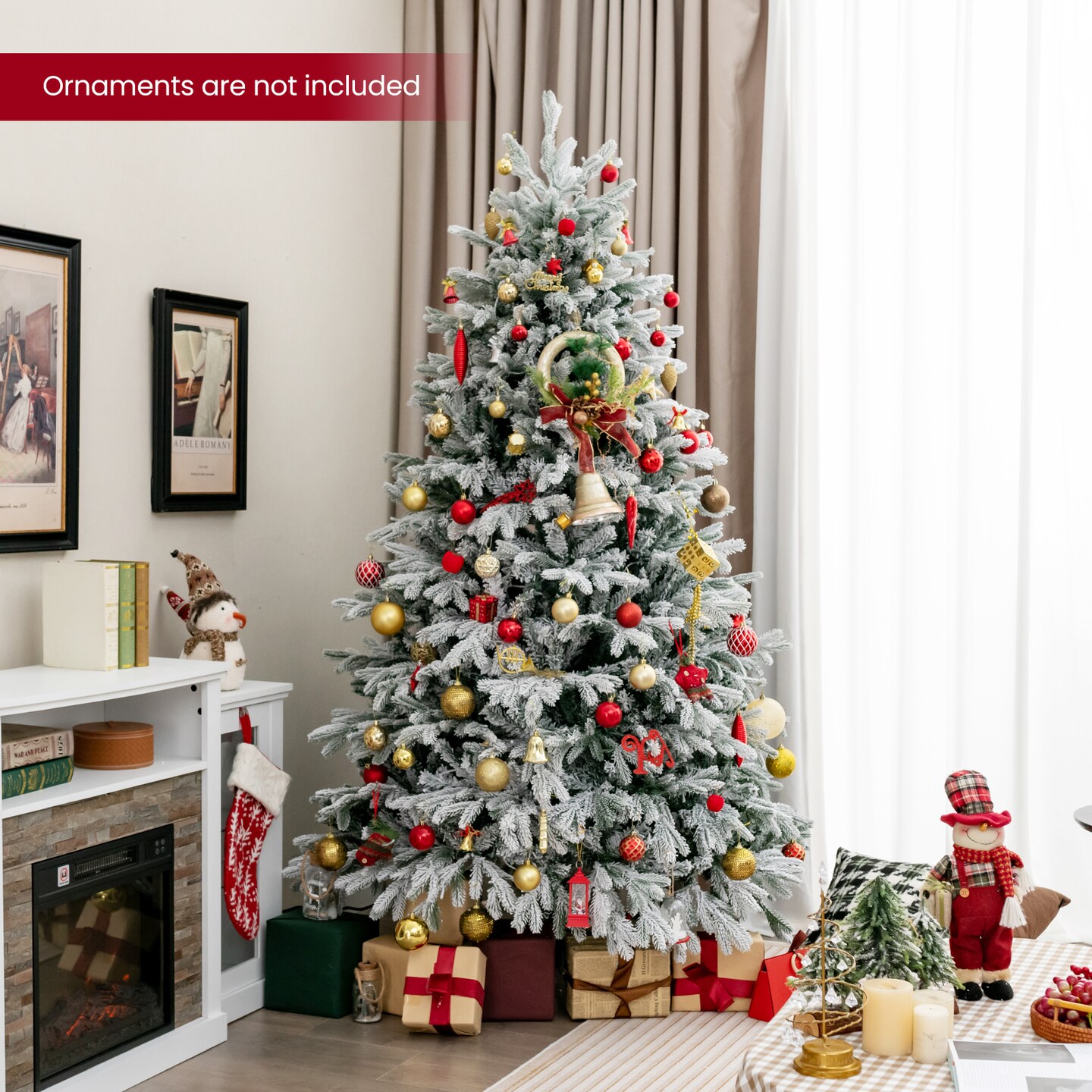 Artificial Pre-lit Christmas Tree Hinged Xmas Tree With Warm White Led Lights