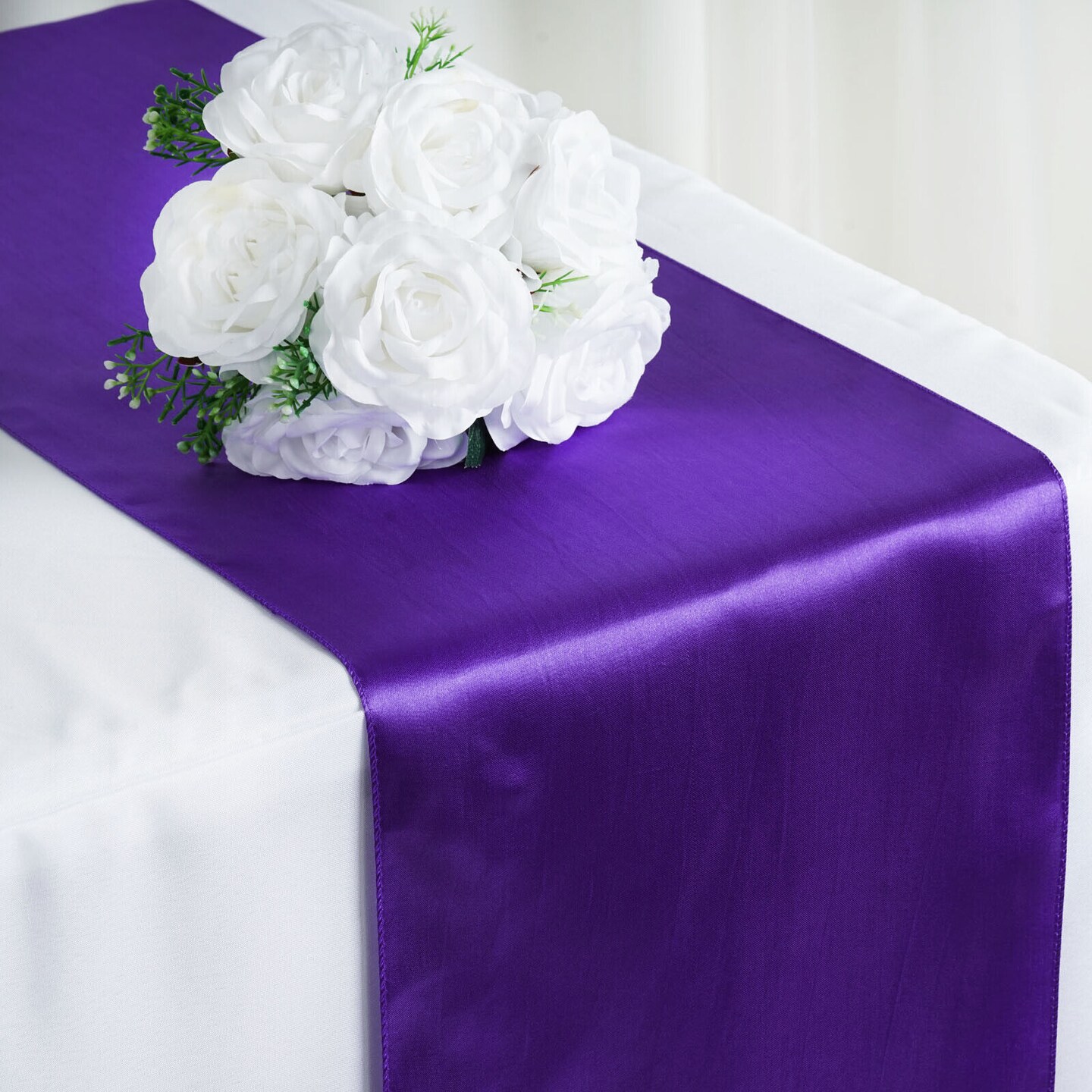Purple SATIN 12x108&#x22; Table RUNNER Wedding Party Catering Dinner