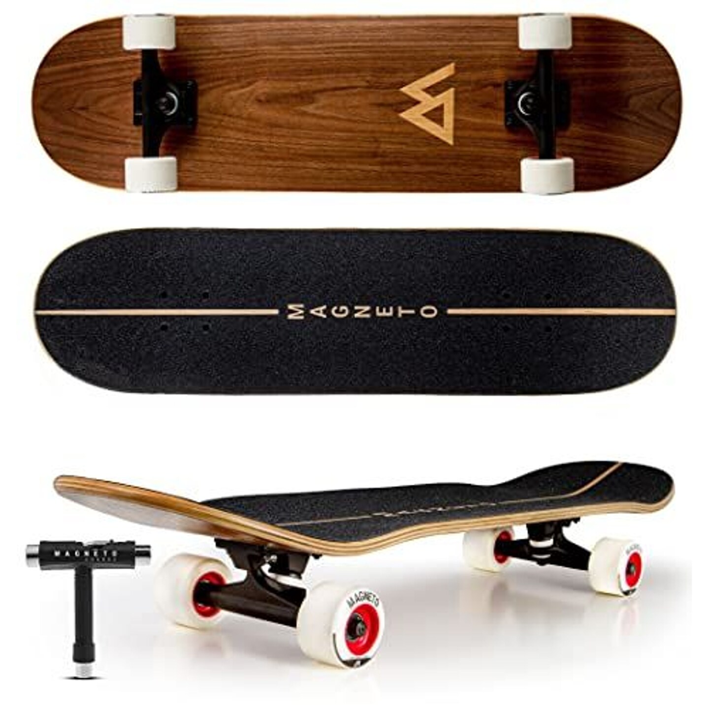 Magneto SUV Skateboards | Fully Assembled Complete 31&#x22; x 8.5&#x22; Standard Size | 7 Layer Canadian Maple Deck | Designed for All Types of Riding Adults Teens Boys Girls | Free Skate Tool - Natural