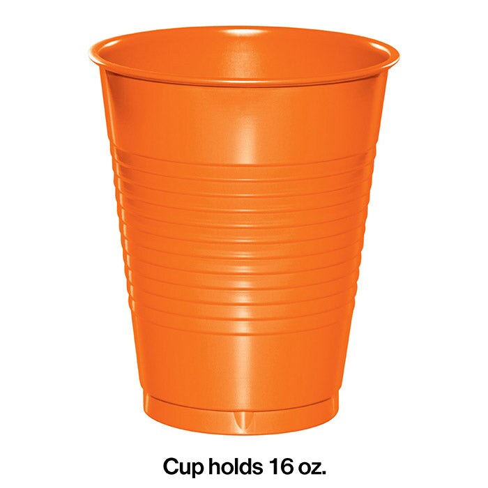 Sunkissed Orange Plastic Cups, 20 ct