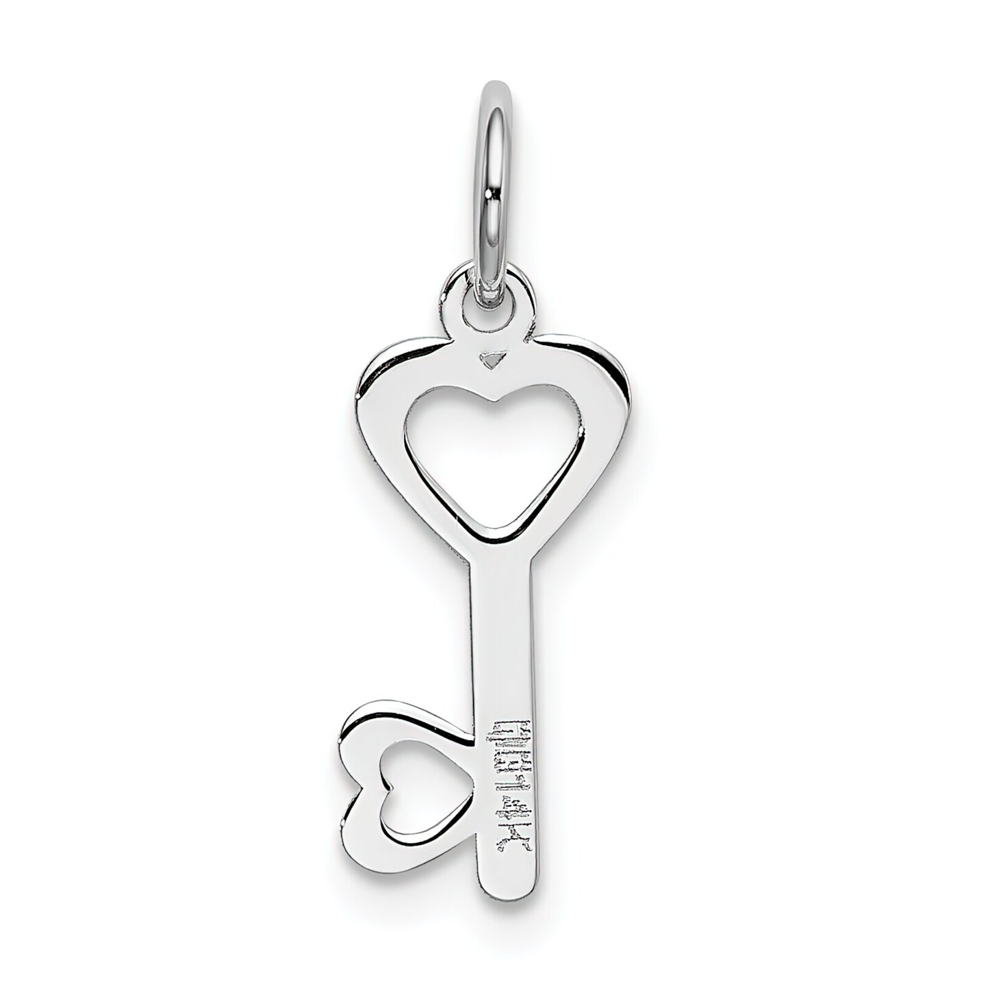 14K White Gold Heart Shaped Key & Lock Charm Jewelry 20mm x 7mm