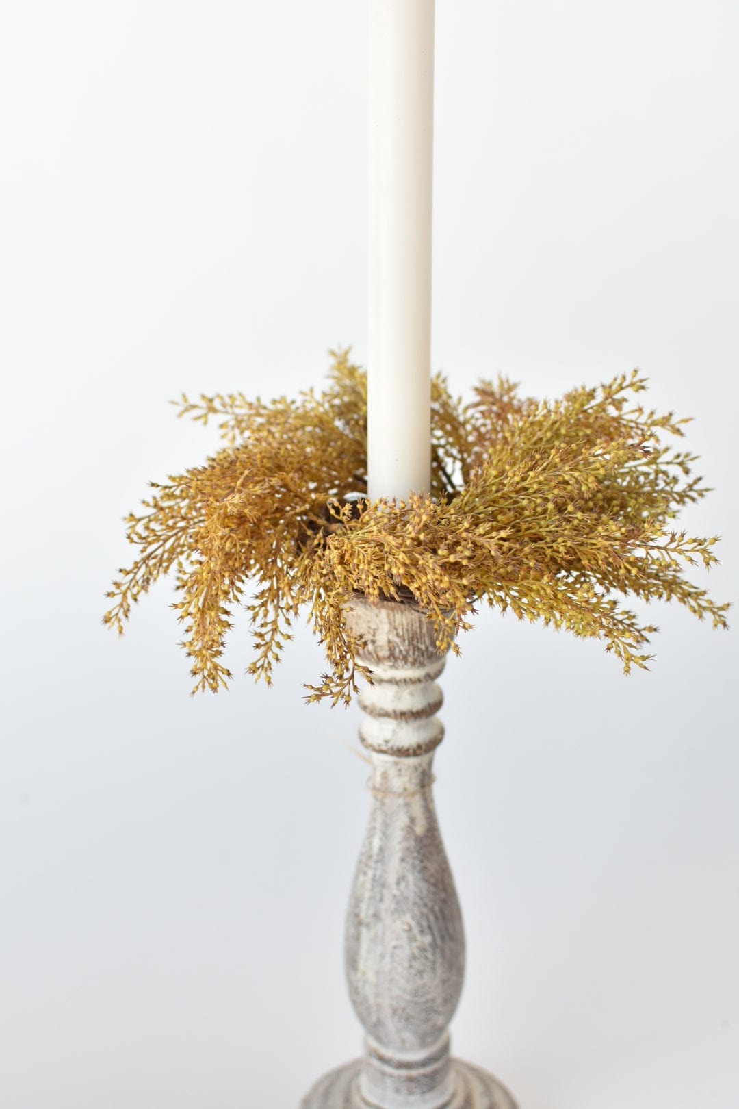 Faux Wheat Taper Candle Ring