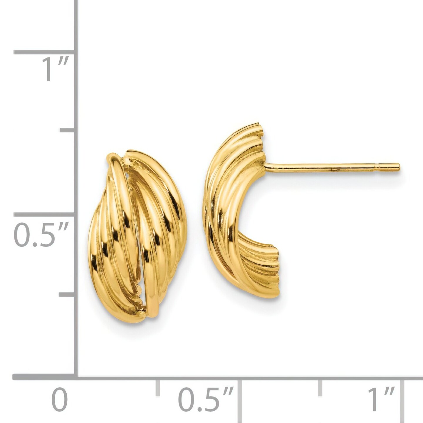 14K Yellow Gold Fancy Earrings Jewelry Ear Studs 13mm x 8mm