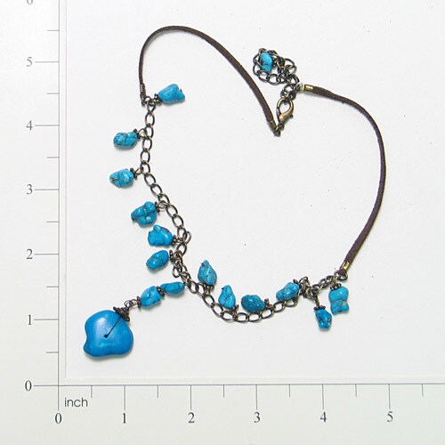 Leather &#x26; Chains Turquoise Necklace