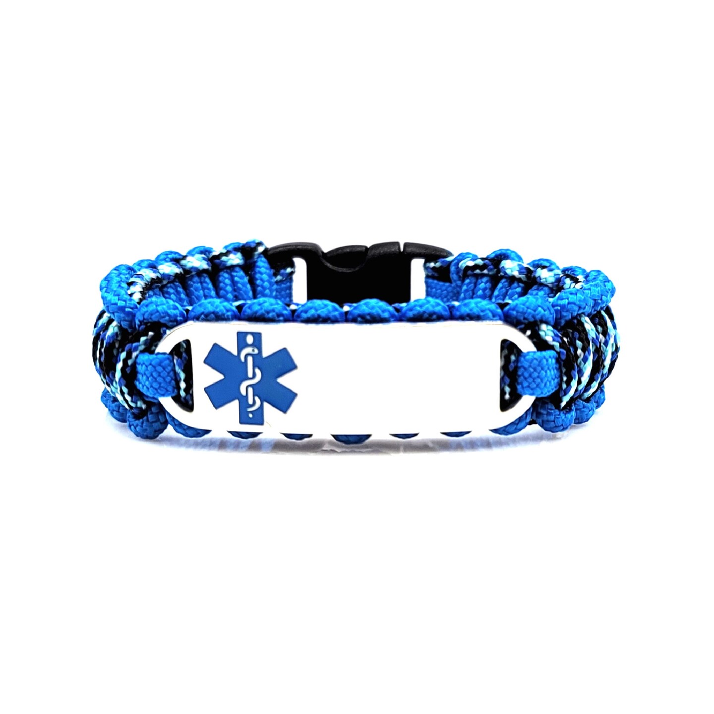 Kids Thin 275 Paracord Medical ID Bracelet with Personalized Stainless  Steel Engraved ID Tag – Ocean Blue Medical Symbol