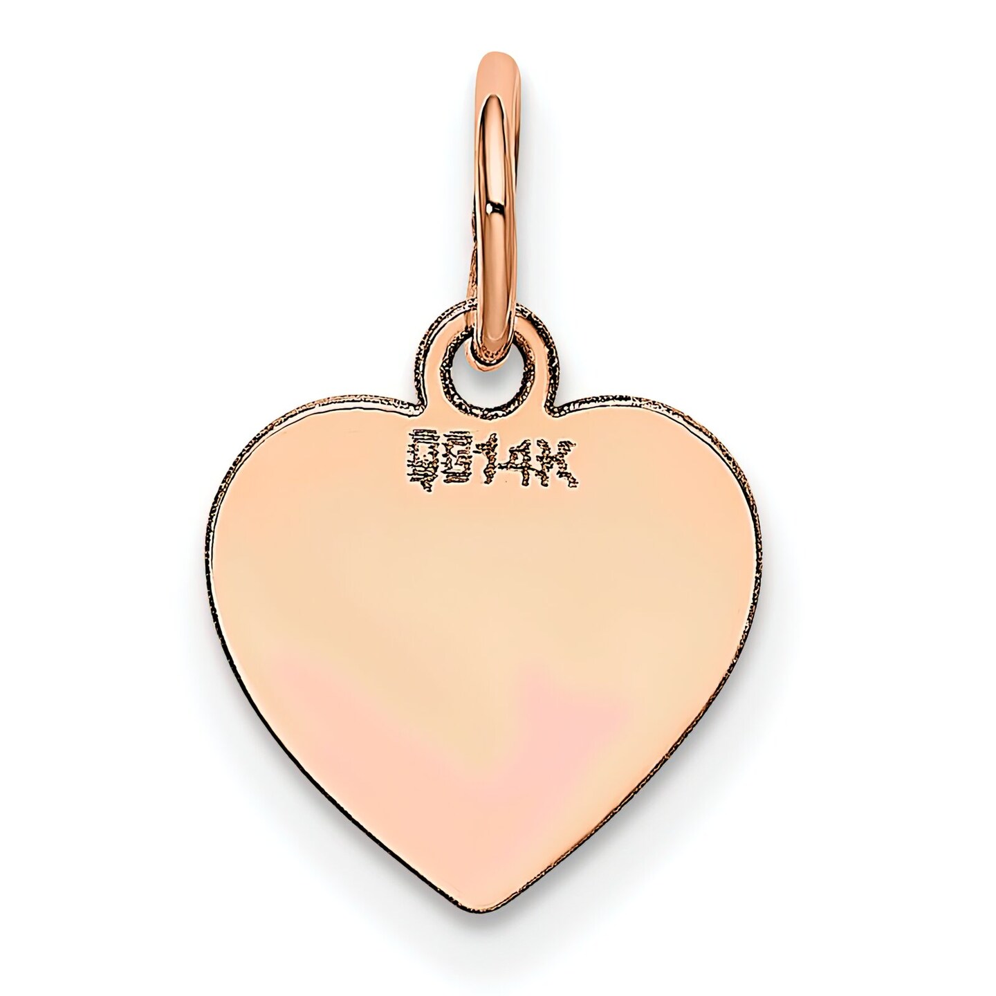14K Rose Gold Heart Charm Engraveable Jewelry Pendant 15mm x 10mm
