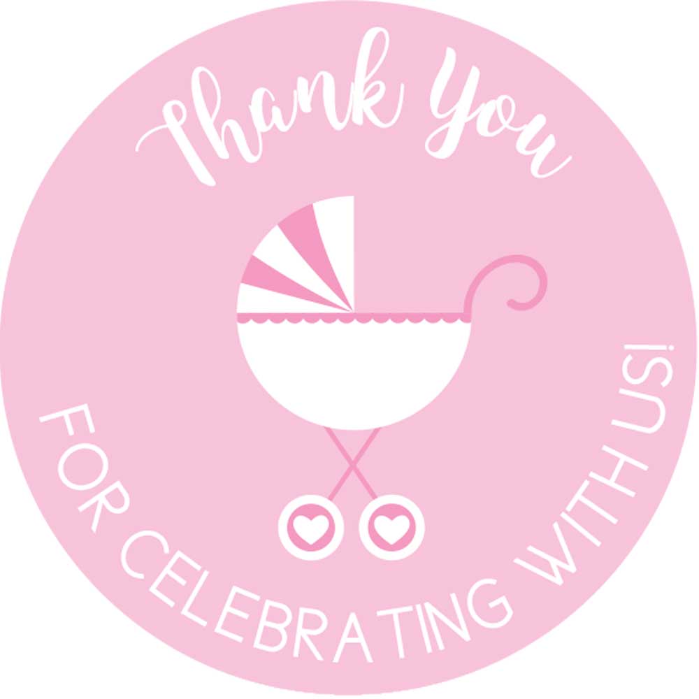 Stroller stickers thank you for celebrating with us girl baby shower ...