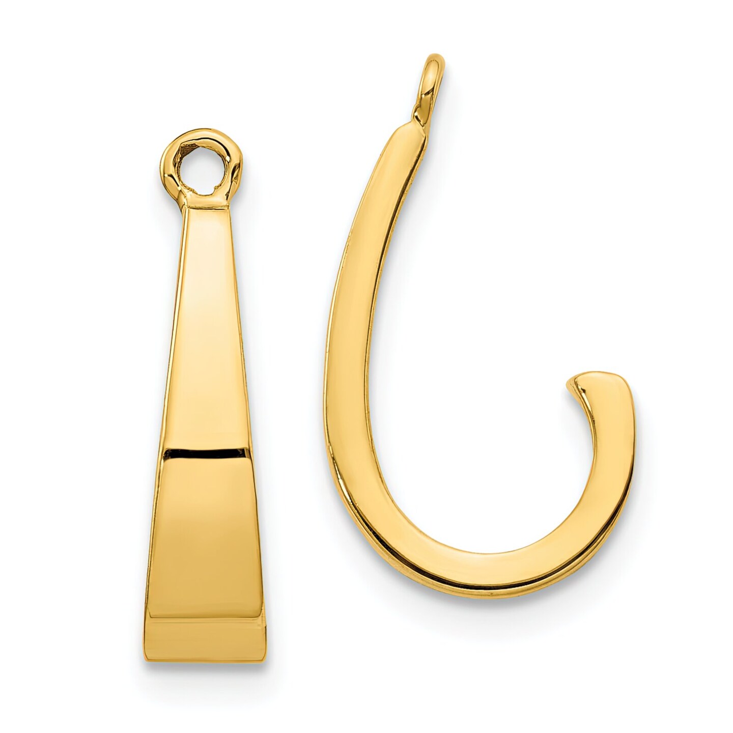 14K Yellow Gold J Hoop Earring Jackets Jewelry 15mm x 4mm
