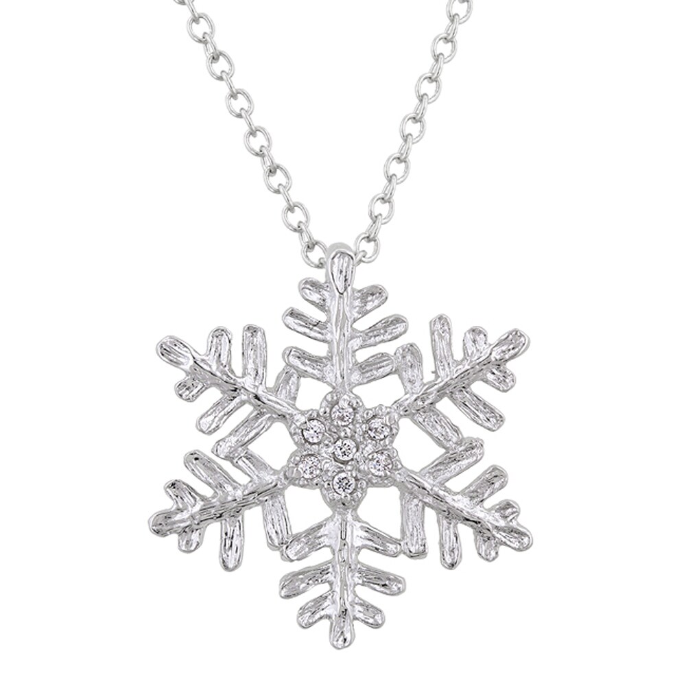 J Goodin   Rhodium Plated Large Snowflake Pendant