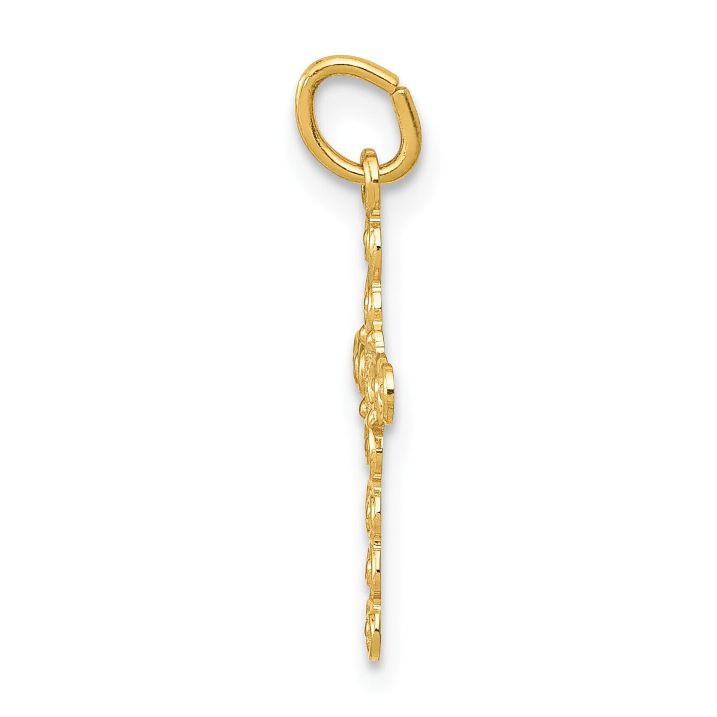 14K Yellow Gold Cross Charm Pendant Religious Jewerly 19mm x 10mm