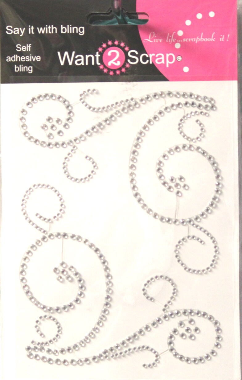 Spellbinders Want 2 Scrap Say It With Bling Self-Adhesive Swirls, Diamond Embellishments