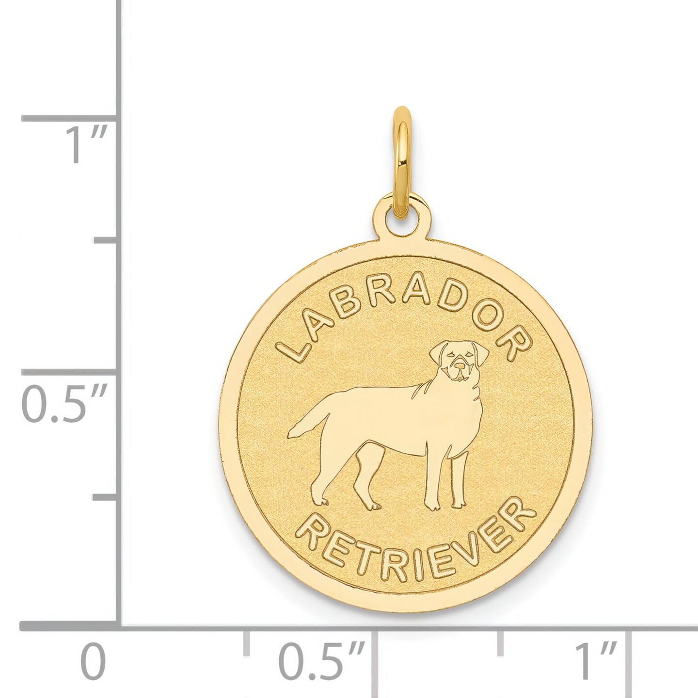14K Yellow Gold Labrador Retriever Disc Charm Pendant Jewerly 26mm x 20mm