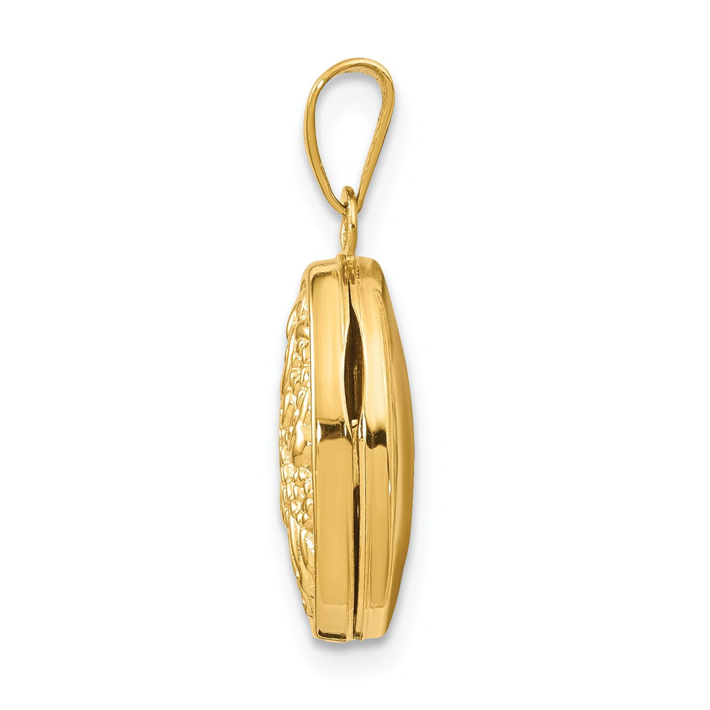 14K Yellow Gold Scrolled Oval Locket Pendant Jewelry 19.7mm x 10.9mm