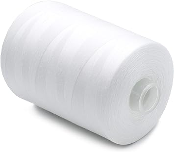 Serging Cone Thread - 8000 yds White Polyester-All Purpose Sewing Thread for Serger, Overlock, Quilting, Sewing Machine